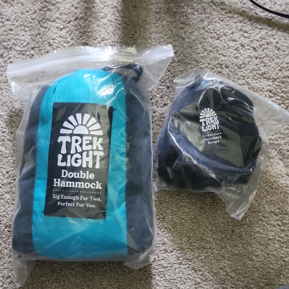 TREK LIGHT Teal and Black Double Hammock - Brand New